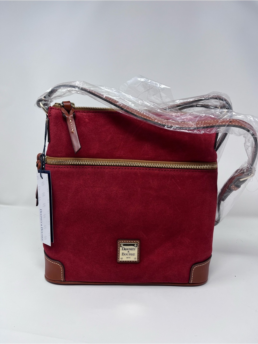 NWT Dooney & Bourke Suede Crossbody Messenger Bag - Red